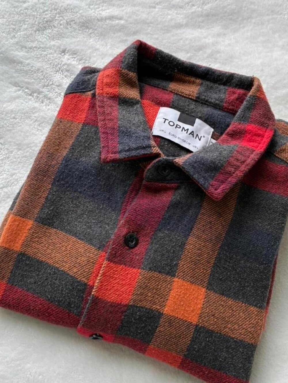 Topman Men's Multi-color flannel long-sleeve button-up Shirt - Picture 3 of 3